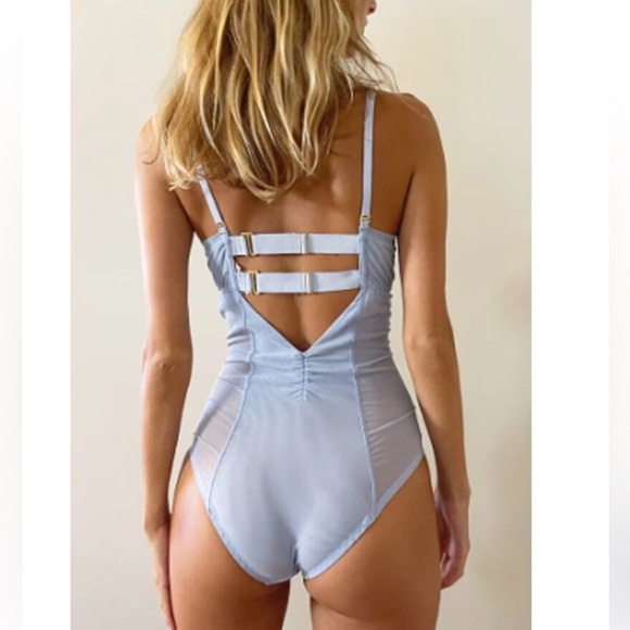 NWT  We Are Hah Under the Wire Mesh Bodysuit in Periwinkle  Size : XS - Picture 3 of 7